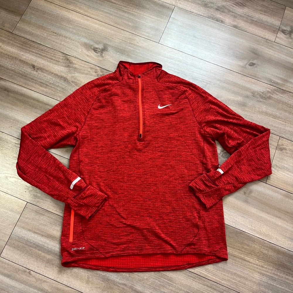 Nike Mens Running Dri-FIT Half Zip Pullover Red Heather Large 683485-696